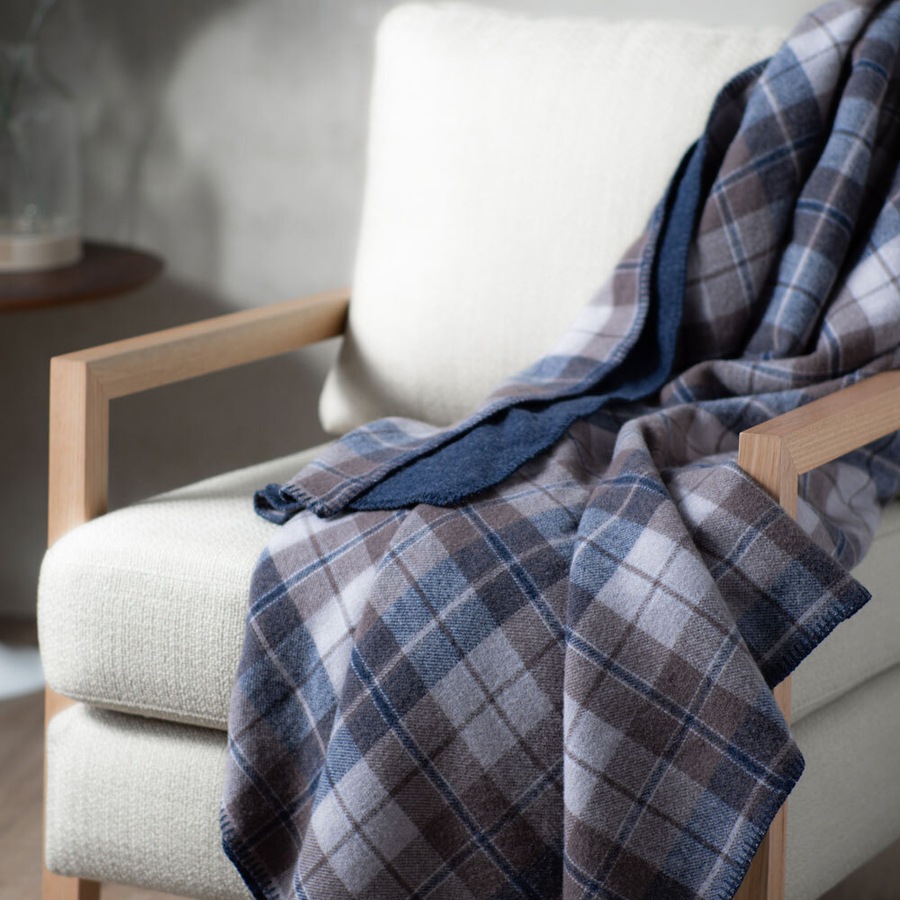 Onkaparinga King/Super King Bed Heirloom Blanket Australian Wool Bedding Check