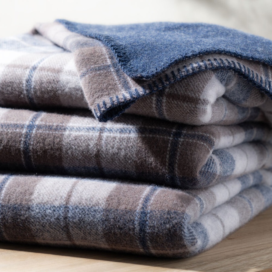 Onkaparinga King/Super King Bed Heirloom Blanket Australian Wool Bedding Check