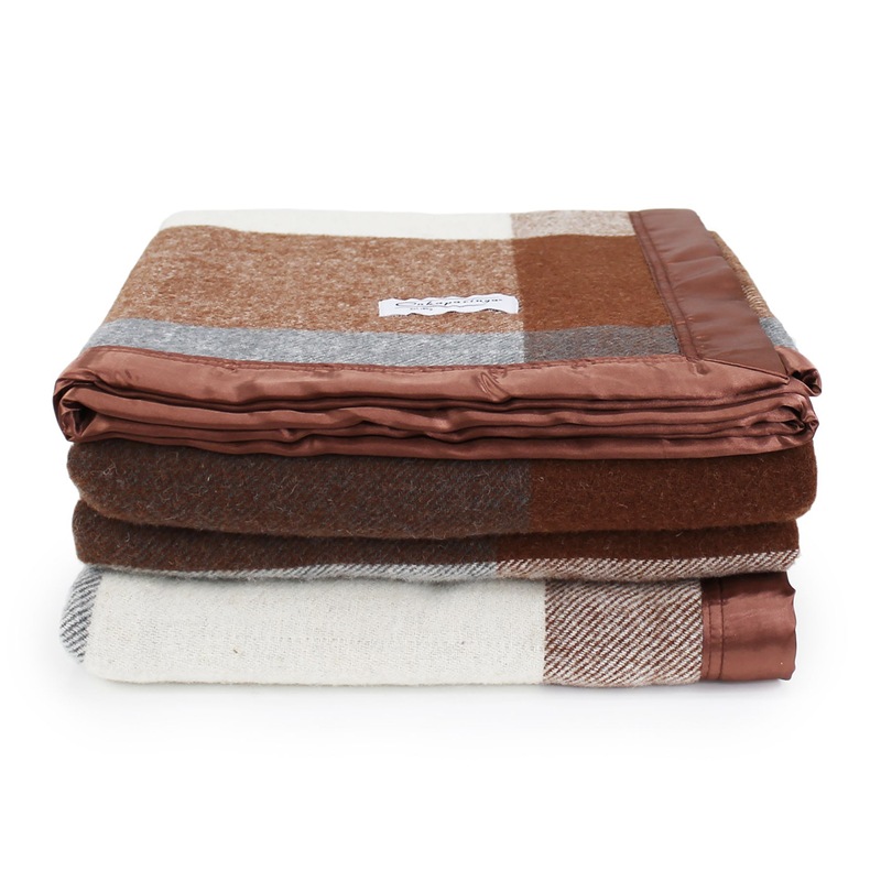 Buy Onkaparinga Queen/King Bed Australian Wool Checkered Blanket