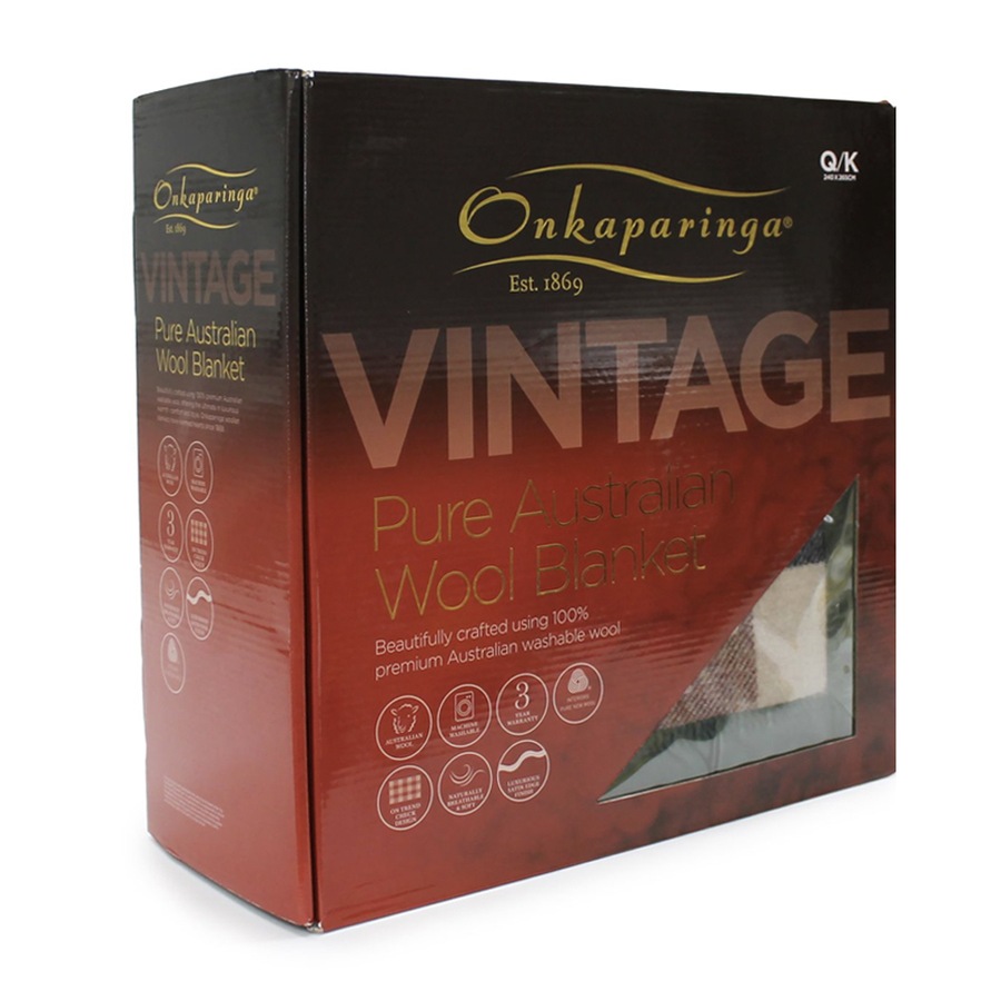 Onkaparinga Queen/King Bed Australian Wool Checkered Blanket Home Bedding Olive