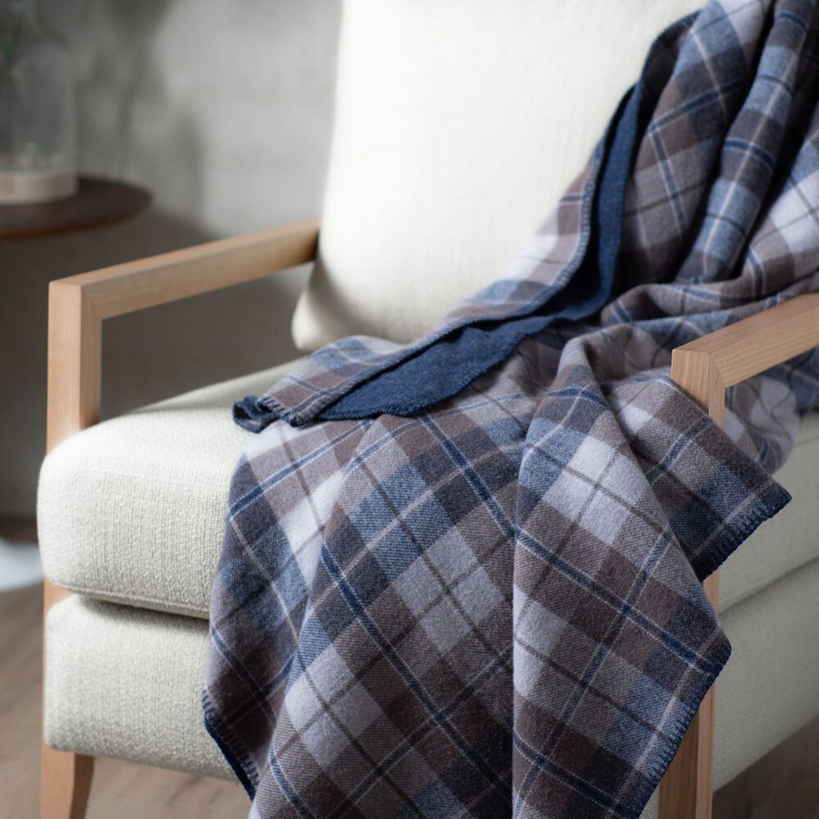 Onkaparinga Queen/King Bed Heirloom Blanket Australian Wool Home Bedding Check