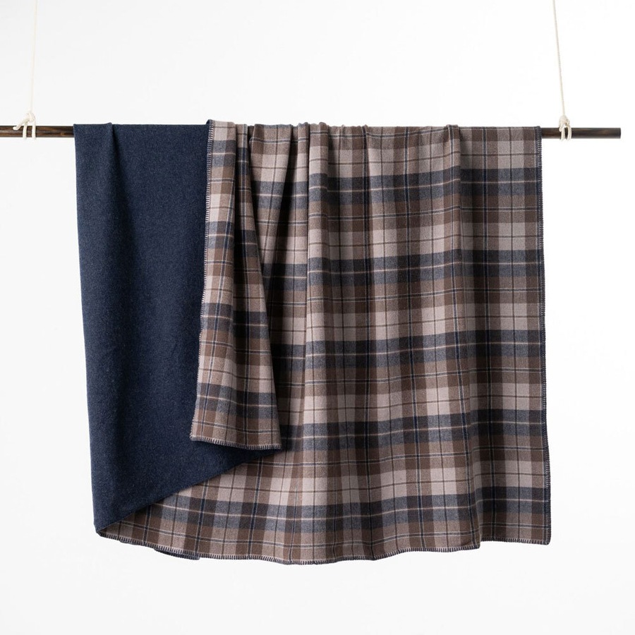 Onkaparinga Queen/King Bed Heirloom Blanket Australian Wool Home Bedding Check