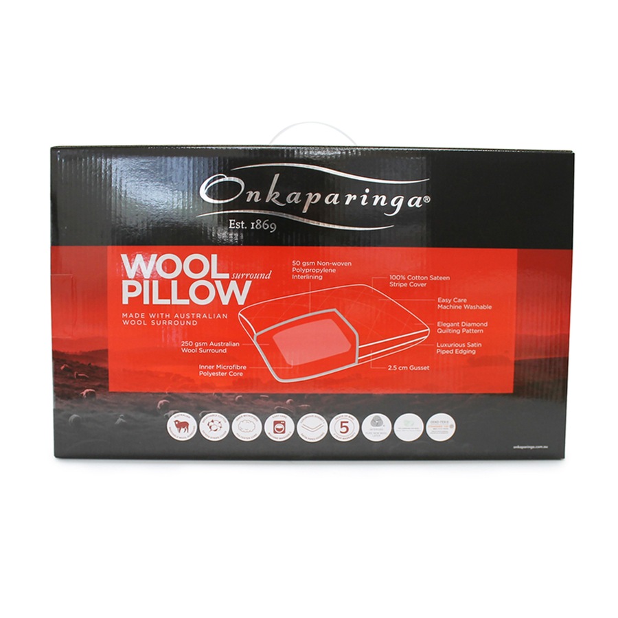 Onkaparinga Wool Quilt Surround Medium/Firm Sleeping Pillow Home Bedding White