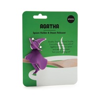 Ototo Agatha Witch 8cm Silicone Spoon Holder & Steam Cooking Releaser Tool PURP