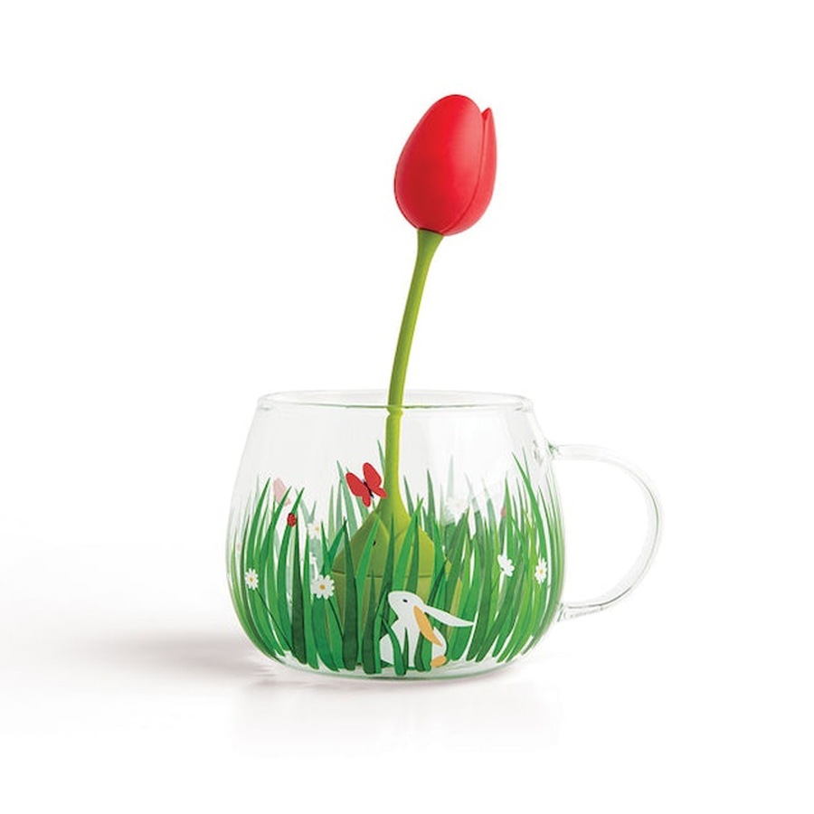 Ototo Tea Garden Themed Loose Leaf Tea Infuser/Strainer And Glass Teacup Set