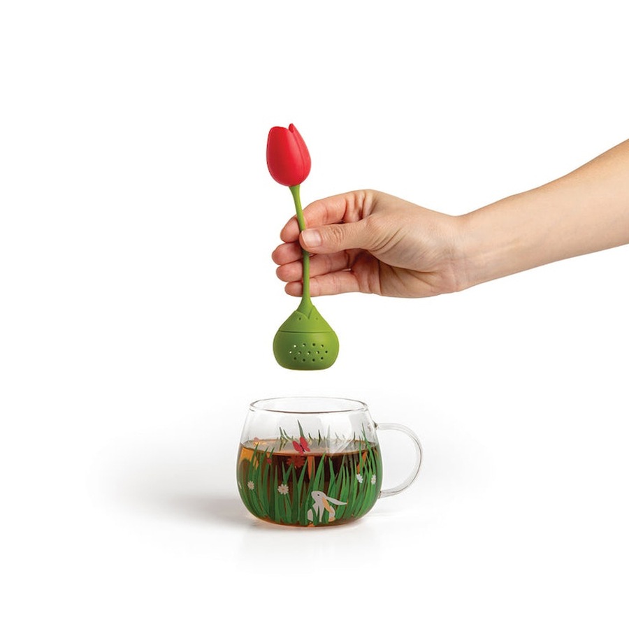 Ototo Tea Garden Themed Loose Leaf Tea Infuser/Strainer And Glass Teacup Set