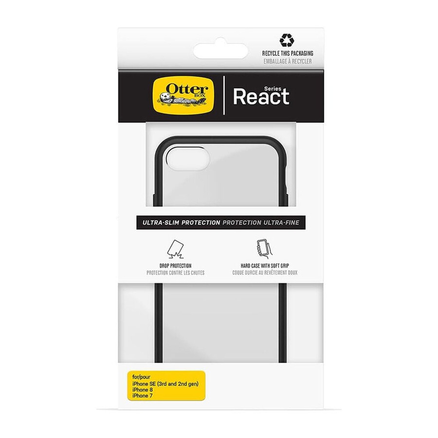 OtterBox React Phone Case for iPhone 7/8/SE 2nd & 3rd Gen Clear/Black