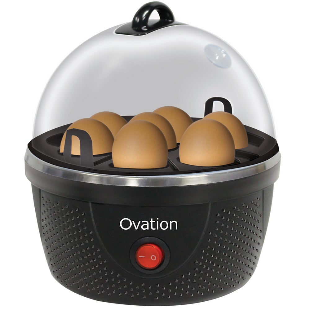 Ovation Golf Electric 7 Soft/Hard/Medium Automatic Egg Cooker w/ Timer Black