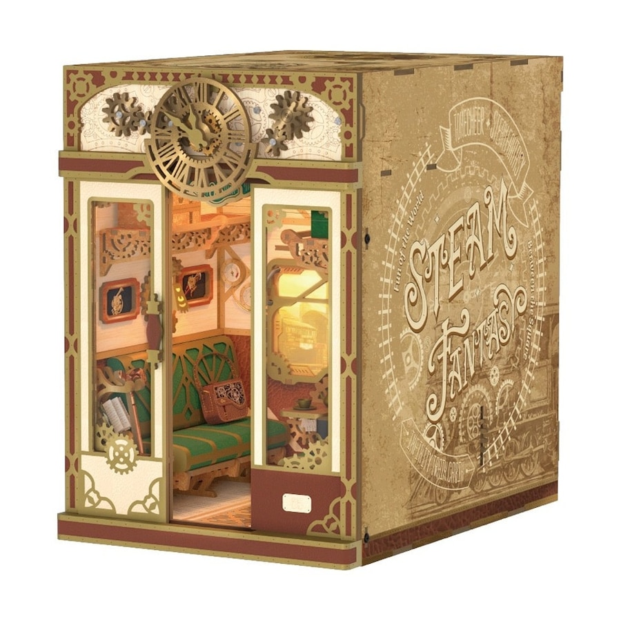 Pack of 436 436pc Tonecheer Steam Fantasy Train Cabin 3D LED Puzzle Kit Book Nook 15Y+