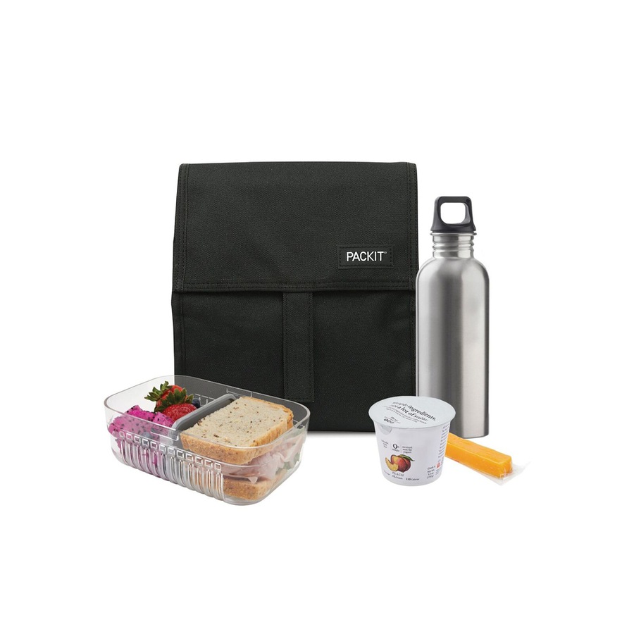 Packit Freezable Lunch Bag Chiller Travel/Outdoor Food Storage Container Black