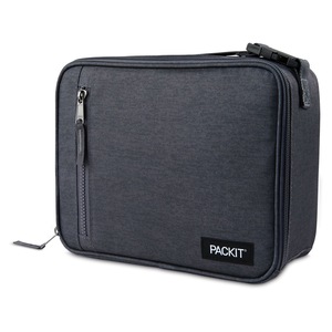 PackIt Freezable Lunch Box Food Storage Bag 25x20cm Rectangle Charcoal Grey