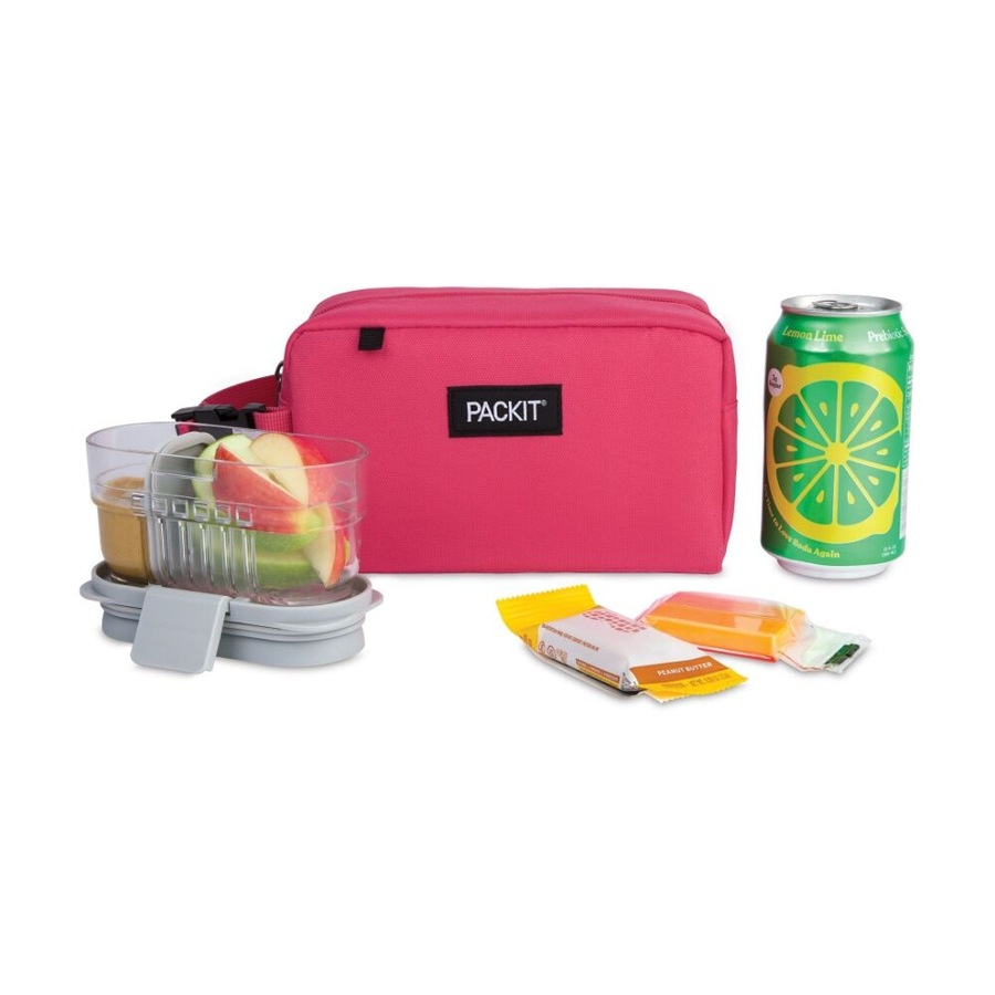 PackIt Insulated Freezeable Gel Lined Snack Box/Lunch Bag School/Work Magenta