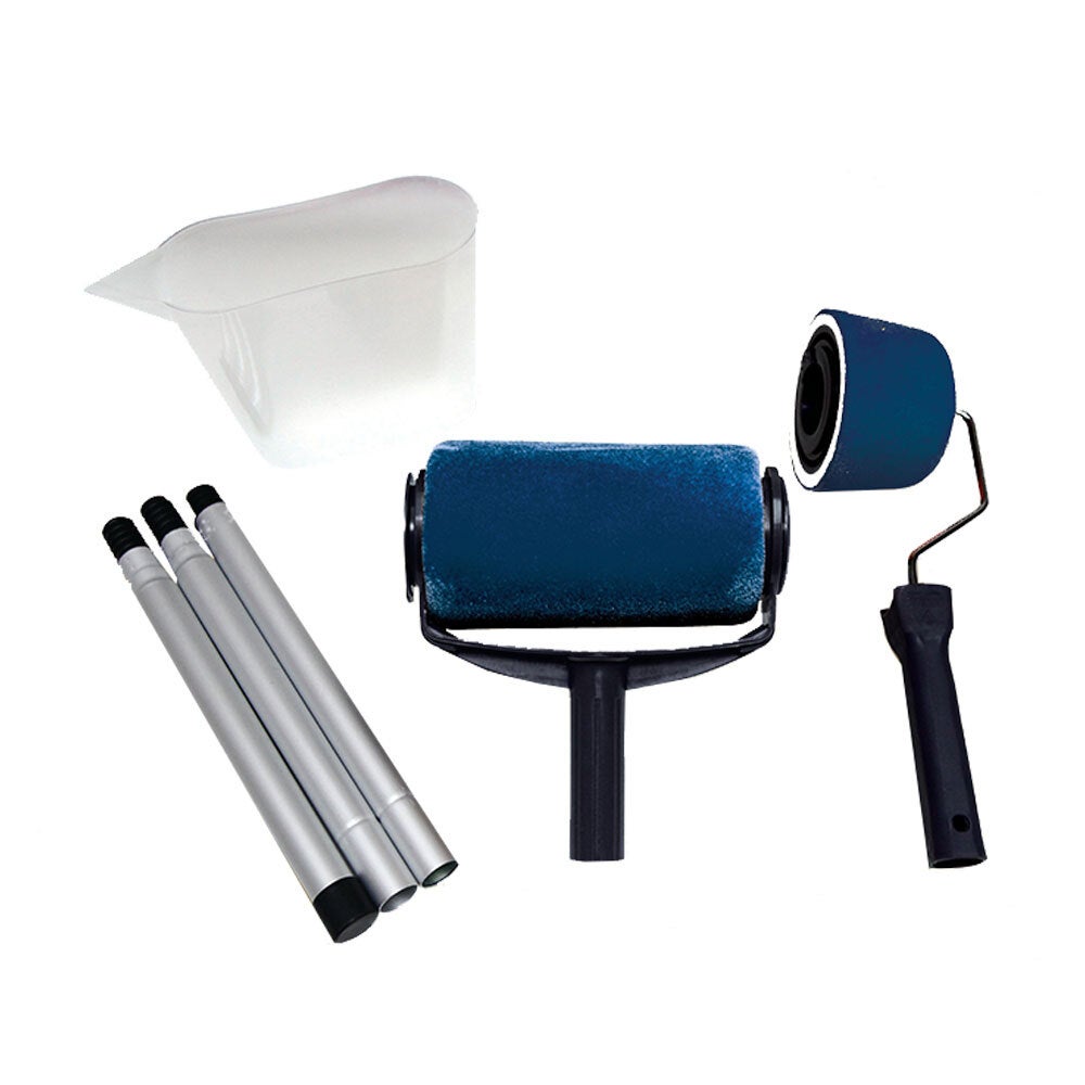 Paint Maxx Seamless Paint Roller Kit Extendable Rod Pieces/Edger/1L Paint Pourer