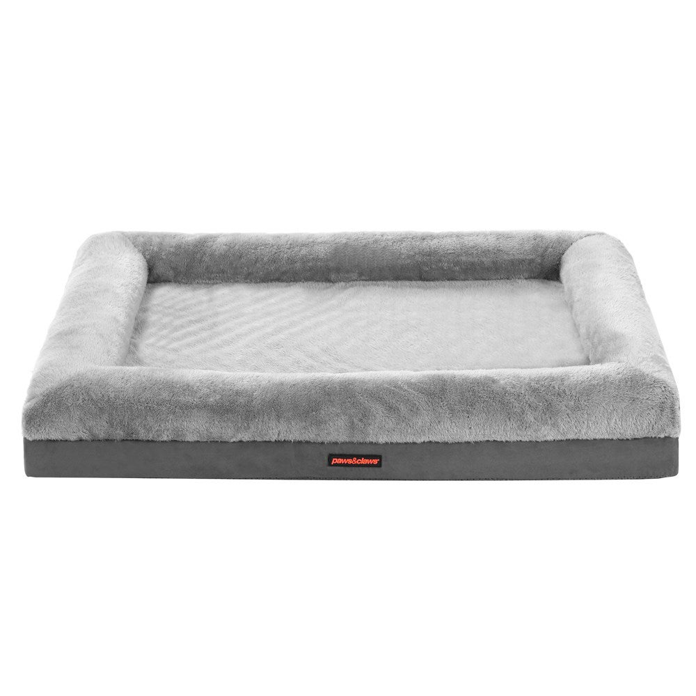 Paws & Claws 103cm Winston Walled Orthopedic Bed Pet Dog Mattress Large Grey