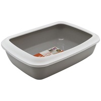 Paws & Claws 42cm x 13cm Pets/Cat/Kitten Litter Tray w/ Mess Guard White/Grey