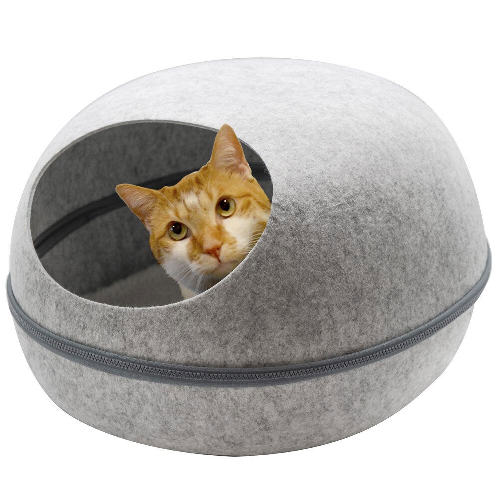 Paws & Claws 48x38cm Pets/Kitten/Cat Cave Bed w/ Washable Cushion Large Grey