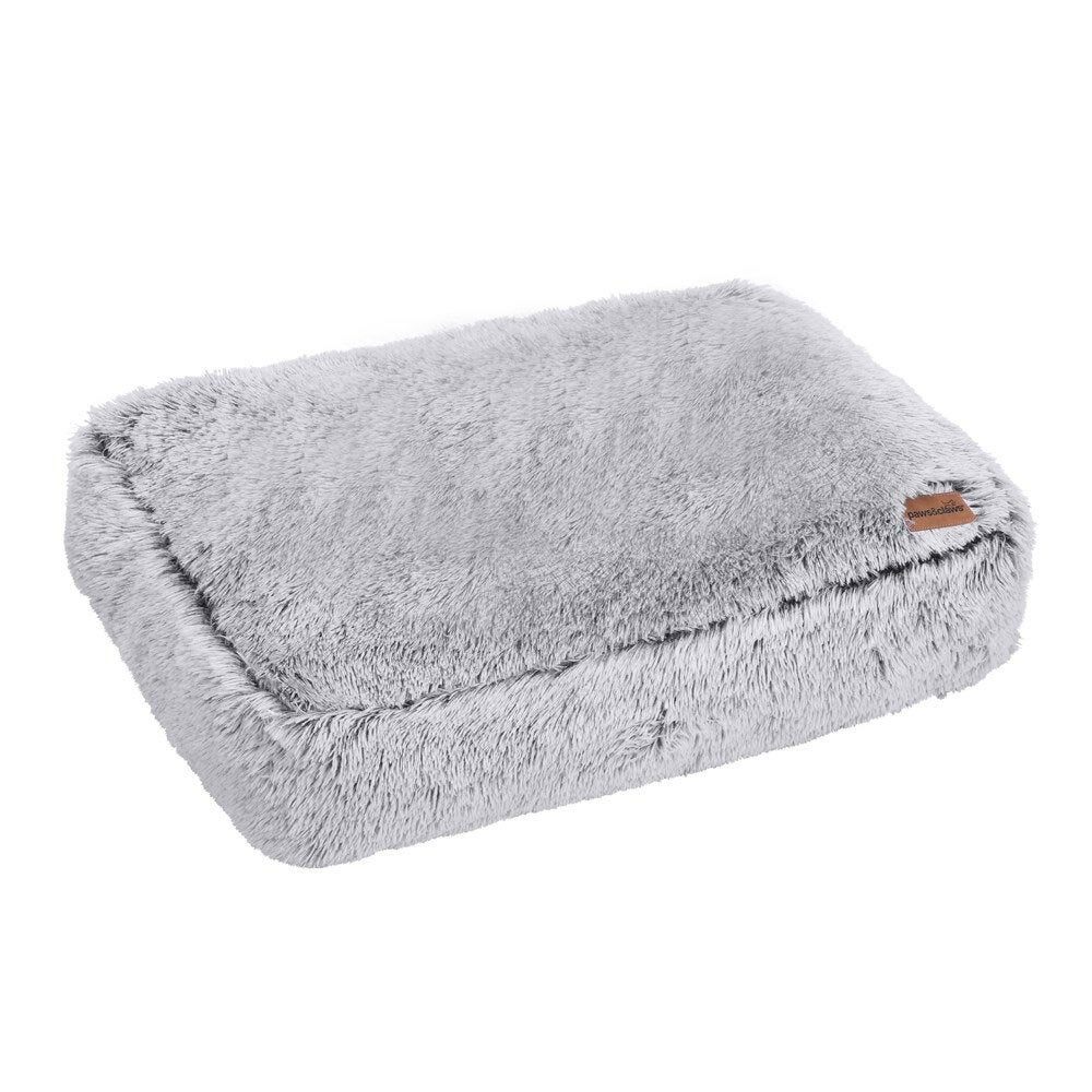 Paws & Claws 80cm x 60cm Large Calming Plush Pet/Dog Washable Bed/Mattress Grey