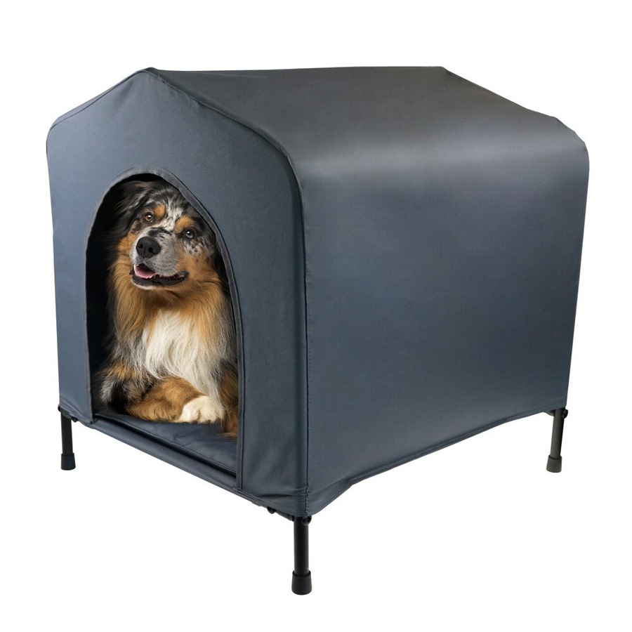 Pawsnclaws 62x63cm Canvas Elevated Dog/Pet House w/ Cushion Medium Black