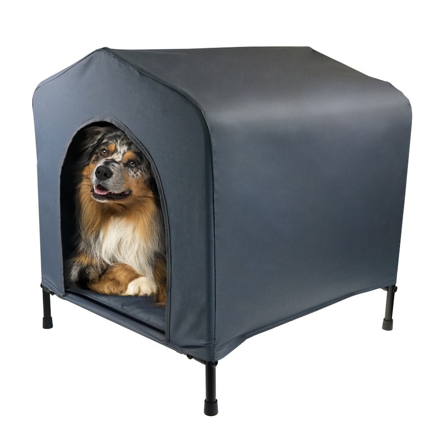Pawsnclaws 62x63cm Canvas Elevated Dog/Pet House w/ Cushion Medium Black