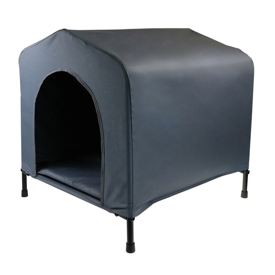 Pawsnclaws 62x63cm Canvas Elevated Dog/Pet House w/ Cushion Medium Black