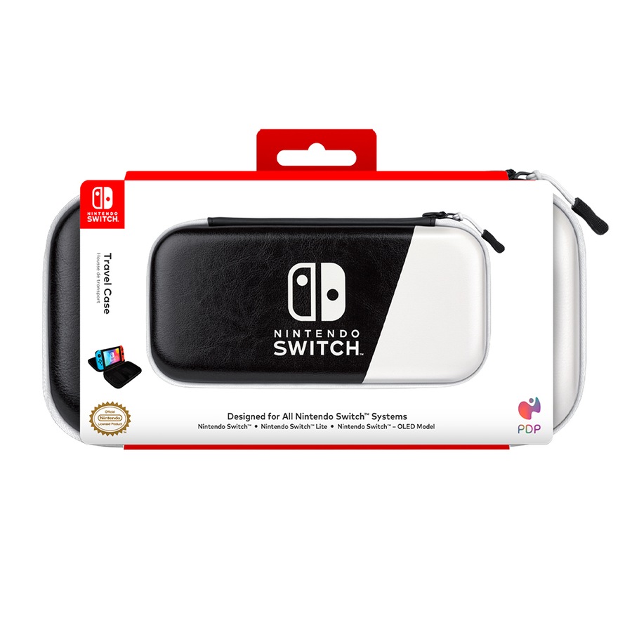 PDP Gaming Slim Deluxe Compact Travel Case BLK/WHT For Nintendo Switch/Lite/OLED