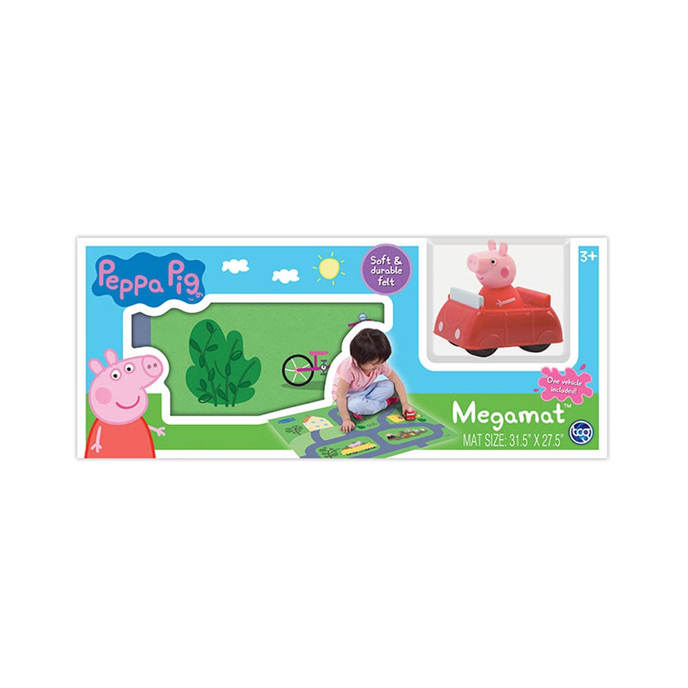 Peppa Pig 31.5" x 27.5" Megamat Playmat Kids Toys 3y+ w/ Assorted Vehicle Car