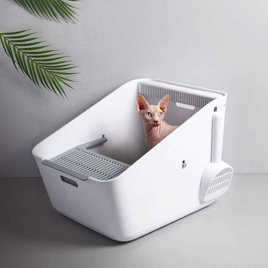 Petkit Pura Cat Litter Tray Box w/ Scoop Pet Kitten Waste Toilet Rectangle White