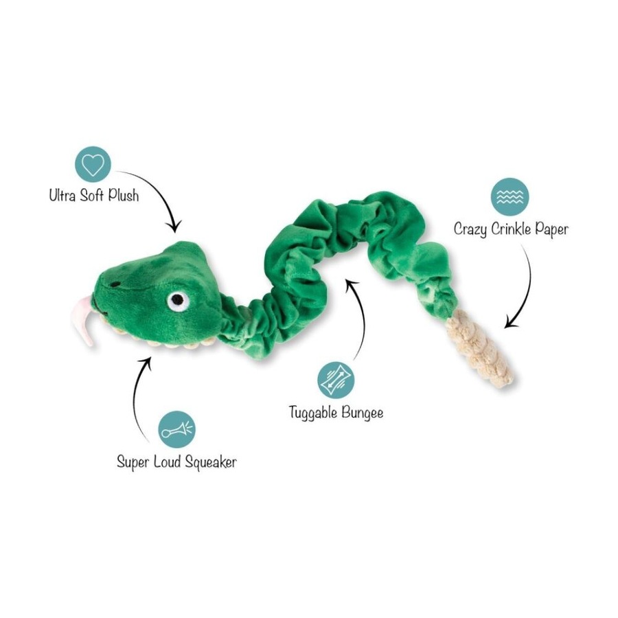 Petshop By Fringe Studio Hisses & Kisses Tuggable Soft Plush Dog Toy Green