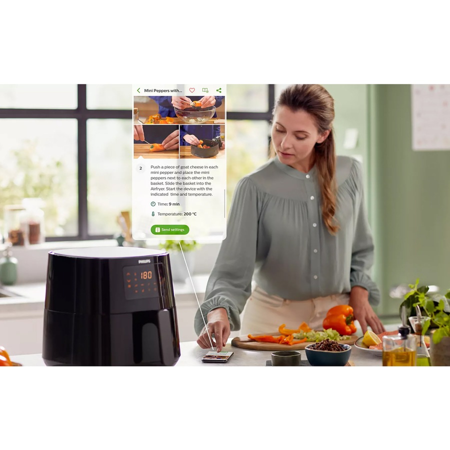 Philips Essential App Connected Digital Airfryer 2000W Convection Oven XL Black