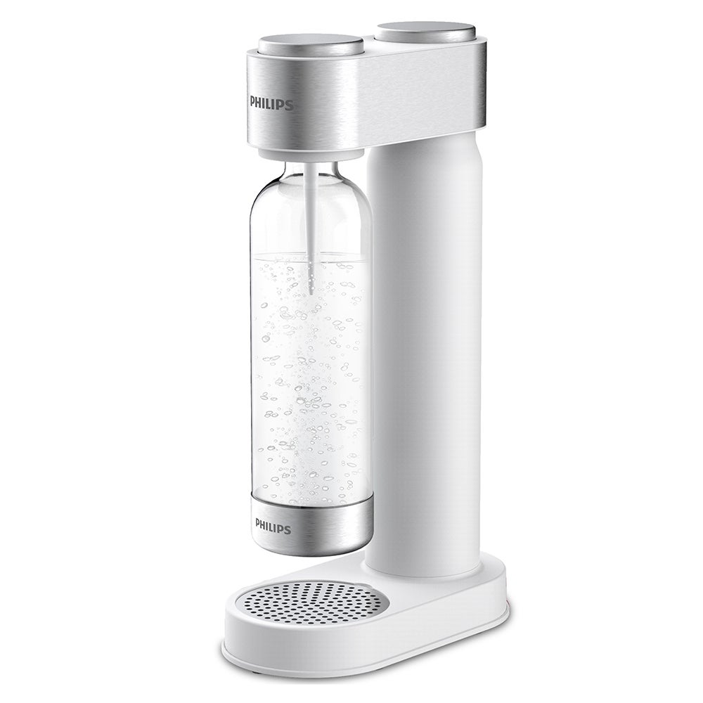 Philips GoZero Soda/Fizzy Sparkling Water Maker w/ 1L Carbonating Bottle White