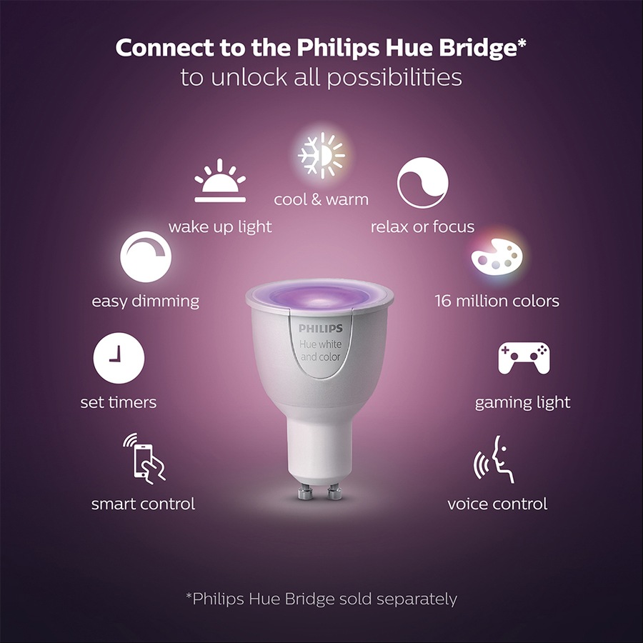 Philips Hue White/Colour Ambiance Home Light Bulb/Globe 5.7W GU10 w/ Bluetooth