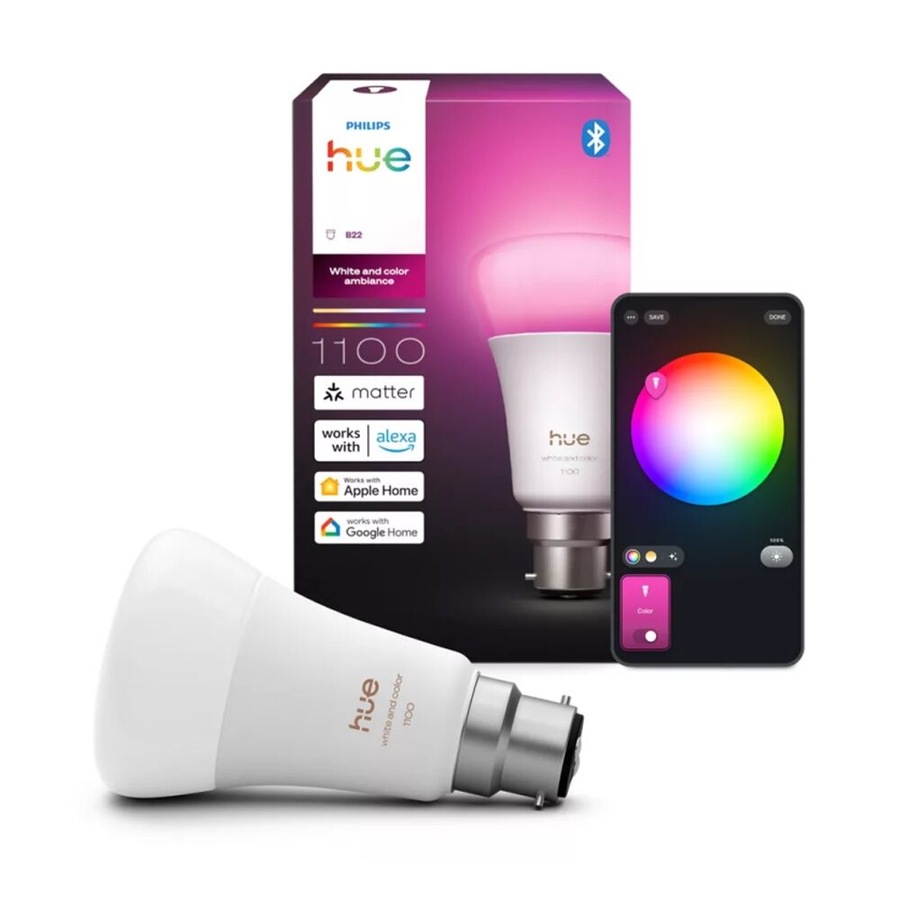 Philips Hue White/Colour Ambience A60 B22 V2 Adjustable Smart Lightbulb 11W