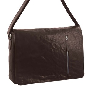 Pierre Cardin 39cm Rustic Leather Computer/Messenger Bag w/ Zip/Pockets Brown
