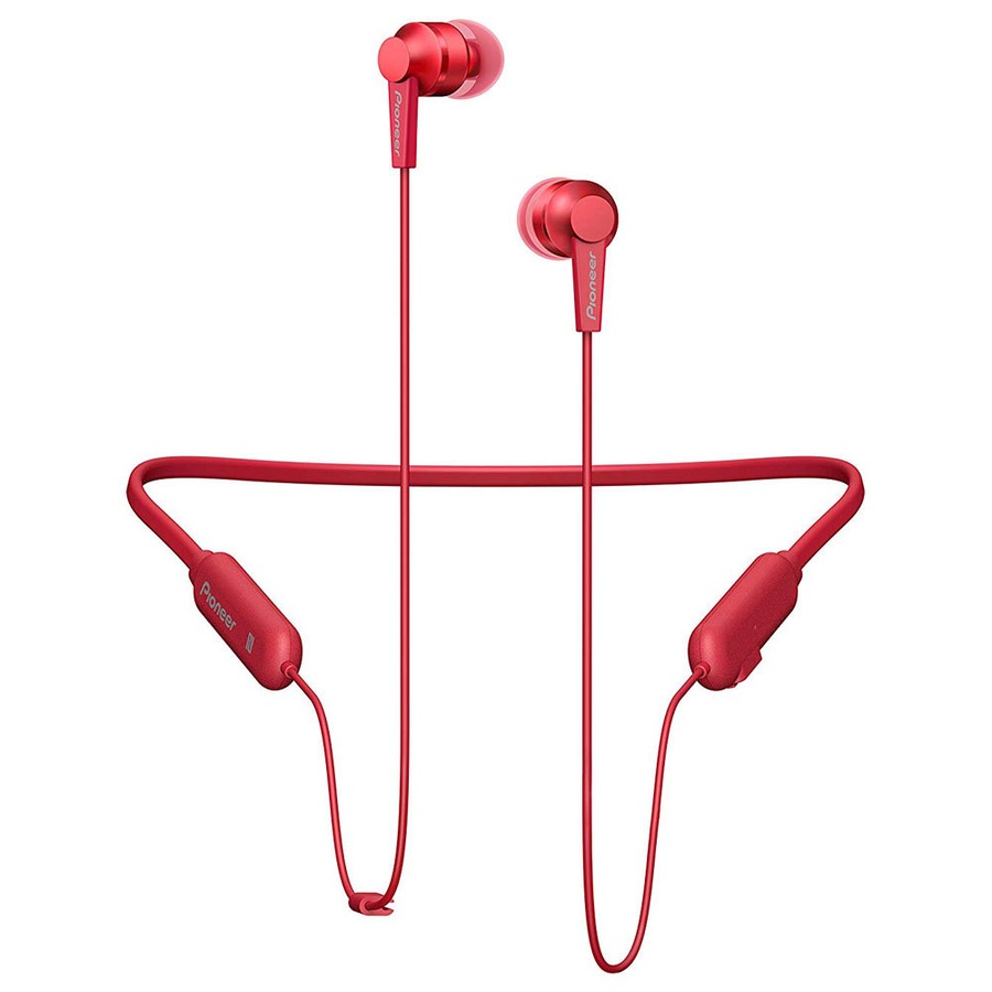 Pioneer Wireless Bluetooth In Ear Neckband Earphones Headphones/Headset Mic Red