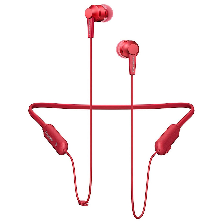 Pioneer Wireless Bluetooth In Ear Neckband Earphones Headphones/Headset Mic Red
