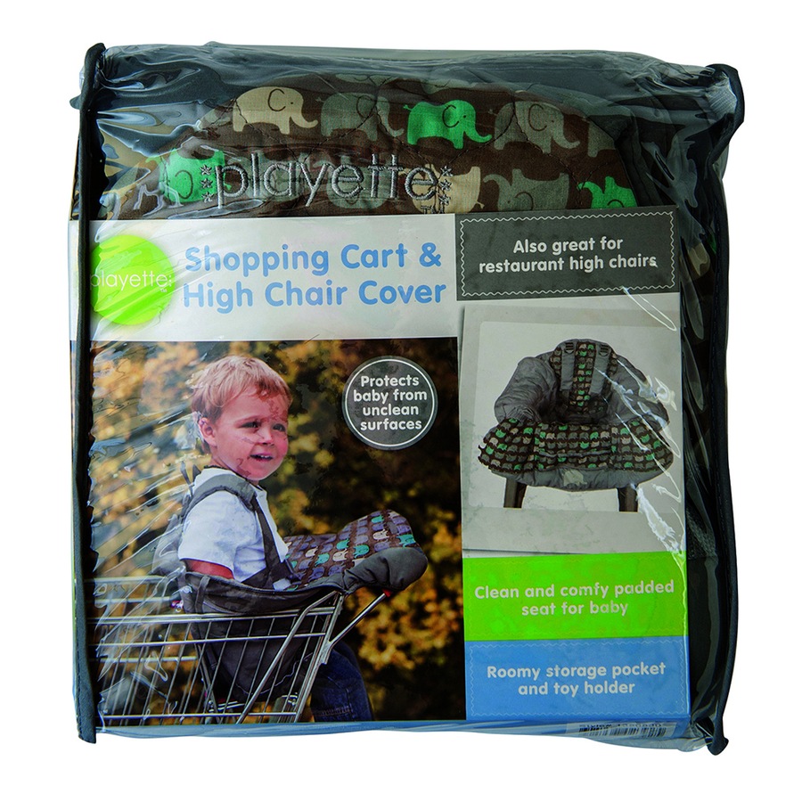 Playette Protective Cover For Shopping Trolley/Baby High Chair Elephant Grey