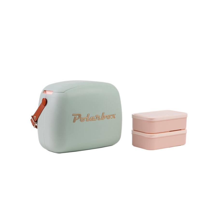 Polarbox Gold 6L Carry Storage Cooler Bag w/2x Lunch Food Container Green Tea