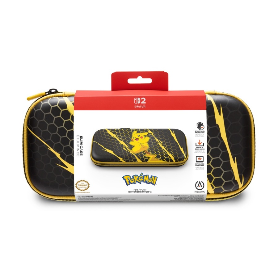 PowerA Pokemon Nintendo Switch 2 Soft Fabric Lining Slim Case Black/Yellow