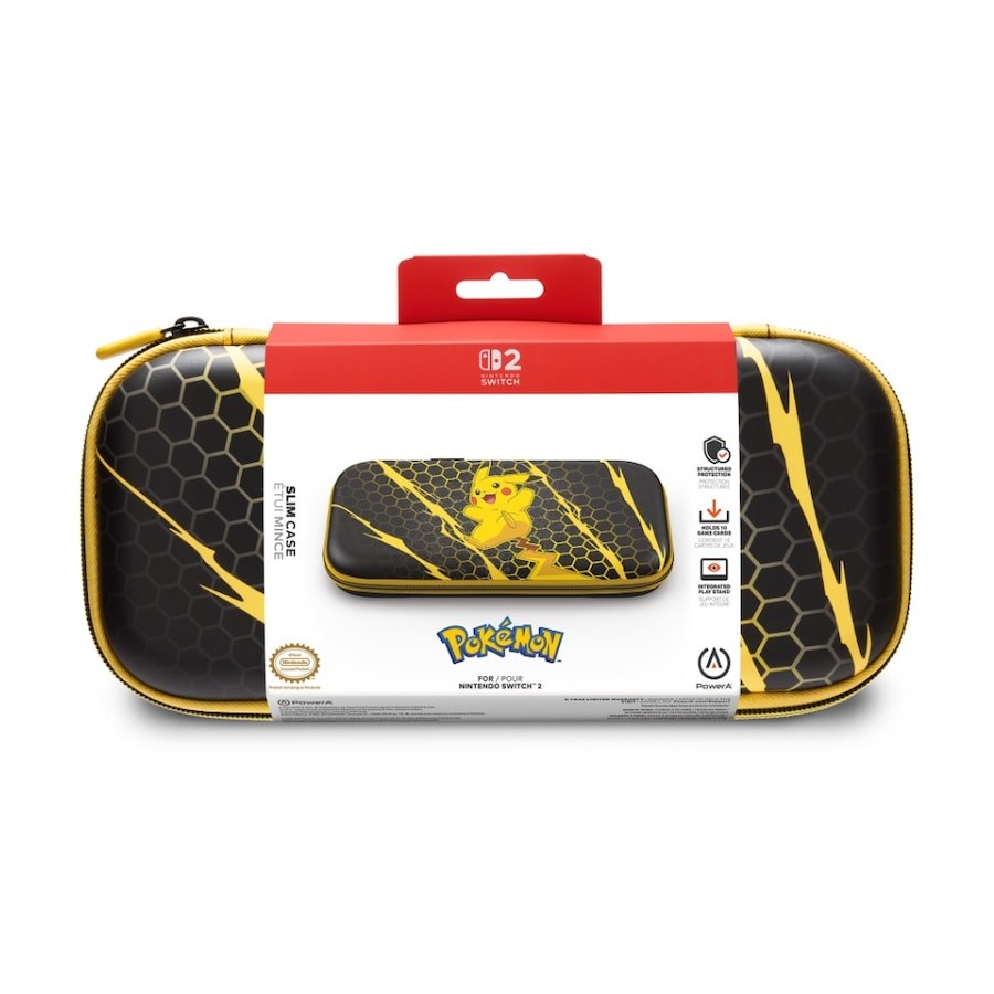 PowerA Pokemon Nintendo Switch 2 Soft Fabric Lining Slim Case Black/Yellow