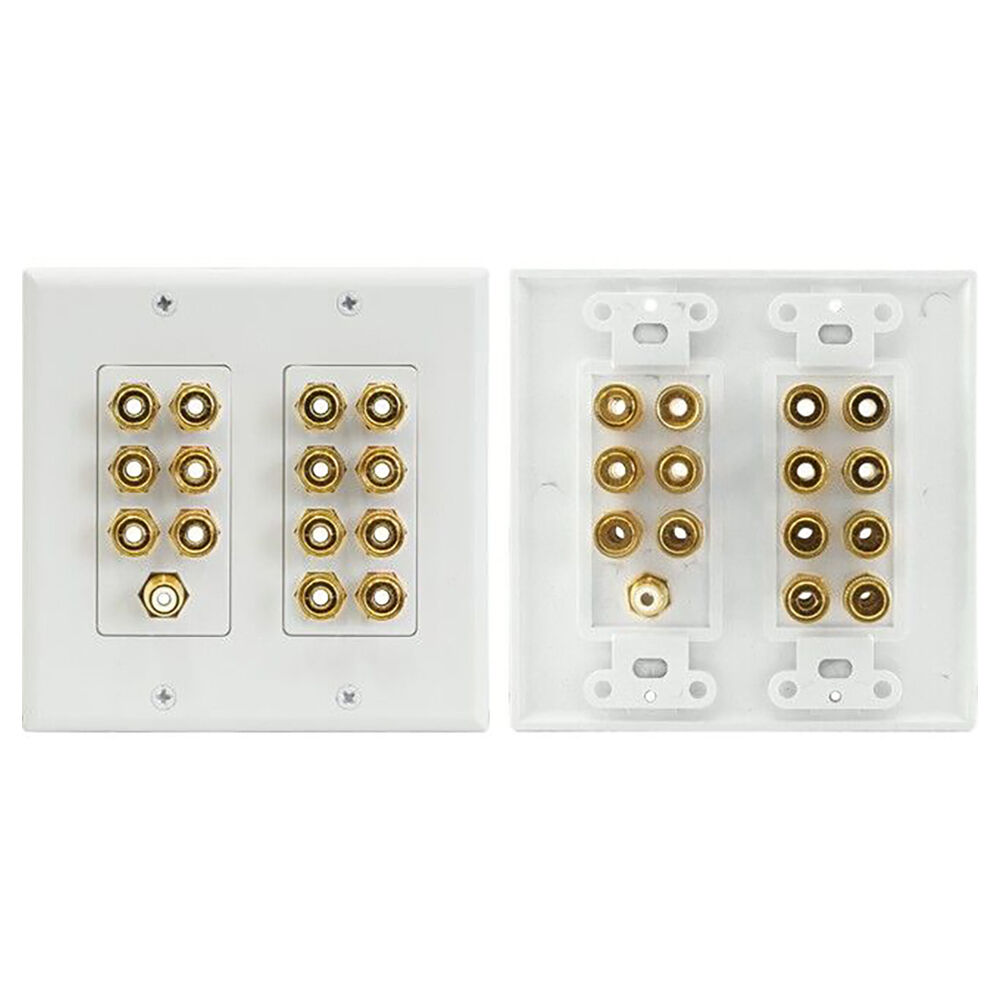 Pro2 7.1 Home Theatre Speaker Wall Plate w/ 14-Terminals/1-RCA 140mm White Australia