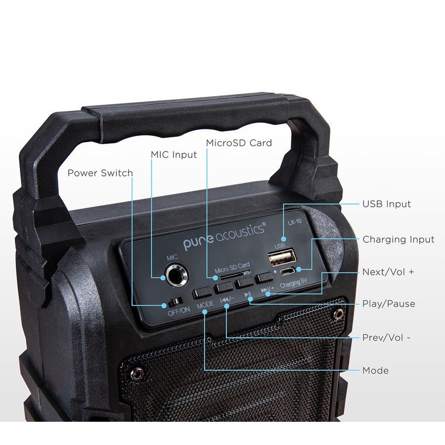 Pure Acoustics Portable Bluetooth Wireless Speaker PA System/FM Radio/USB
