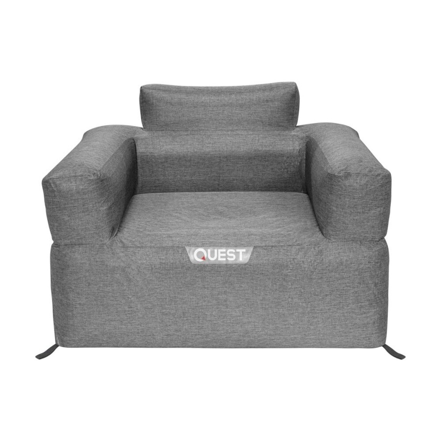 Quest Outdoors Air Sofa 1 Seater Inflatable Camping Chair w/Carry Bag Charcoal