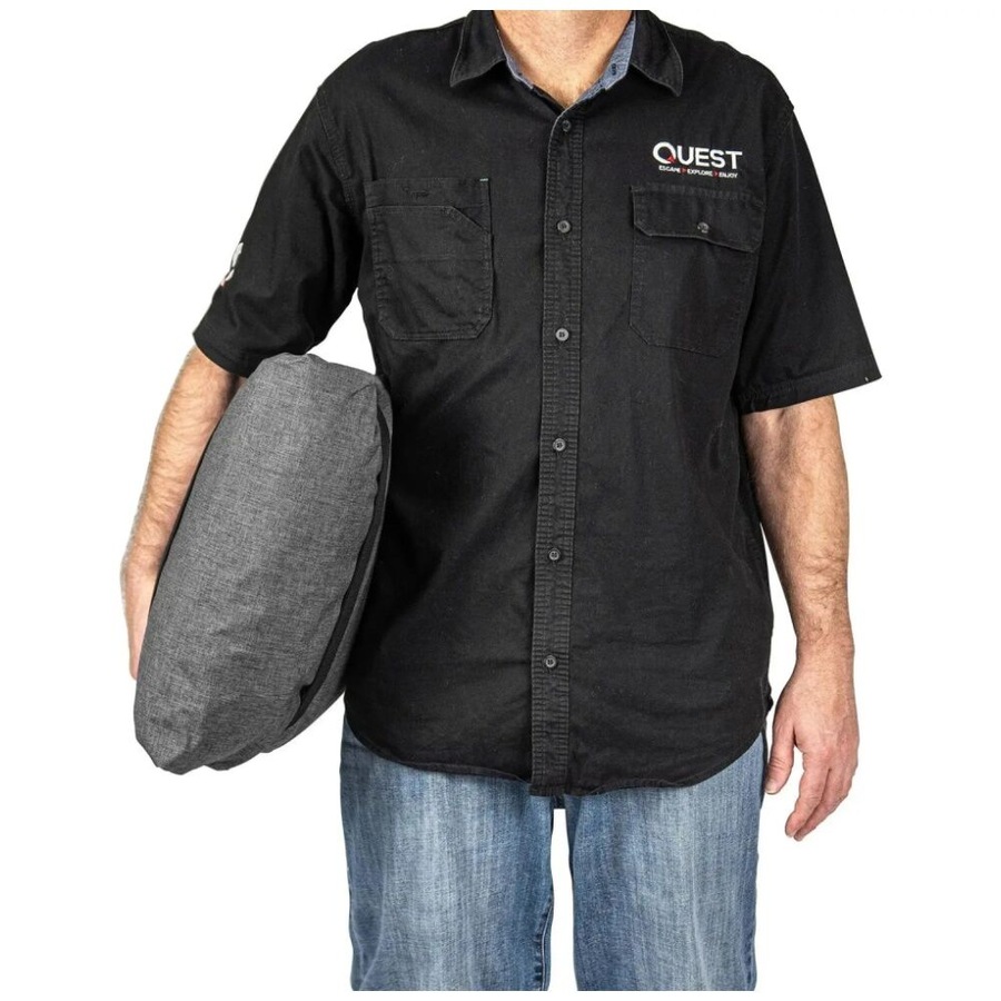 Quest Outdoors Air Sofa 1 Seater Inflatable Camping Chair w/Carry Bag Charcoal