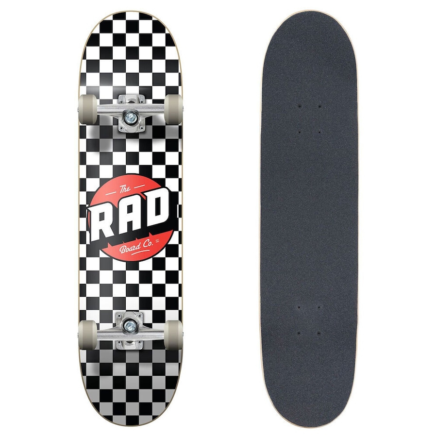 Rad Board Co Dude Crew Checkers Skateboard Street Sports Black/White 7.75in
