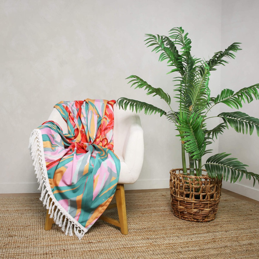 Rayell Canvas Soft Warm Tassel Throw Blanket Blissful Blossom Original 130x170cm