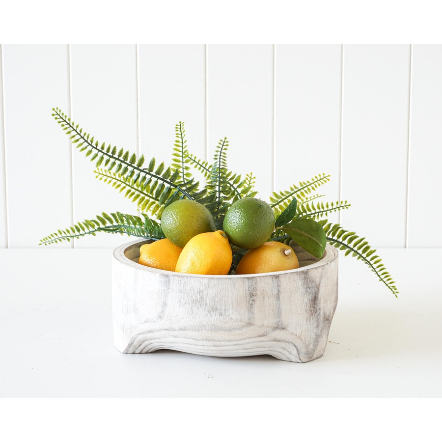 Rayell Timber Wood Round Decorative Bowl Skylar Natural Whitewash 25x10x25cm