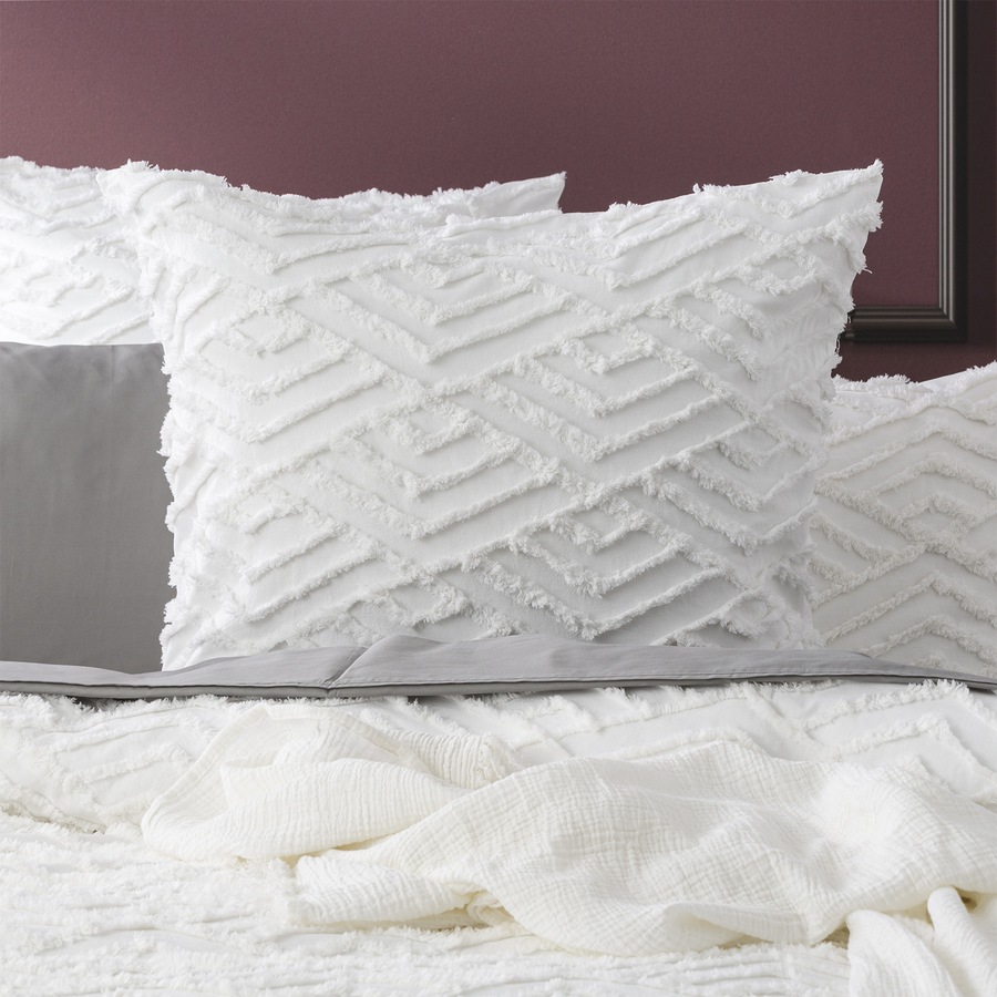 Revive Living Chevvy Super King Bed Quilt Cover Cotton Chenille Tufted White