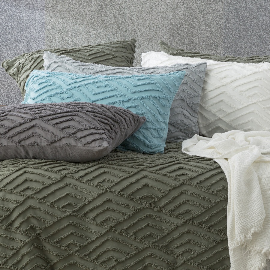 Revive Living Chevvy Super King Bed Quilt Cover Cotton Chenille Tufted White