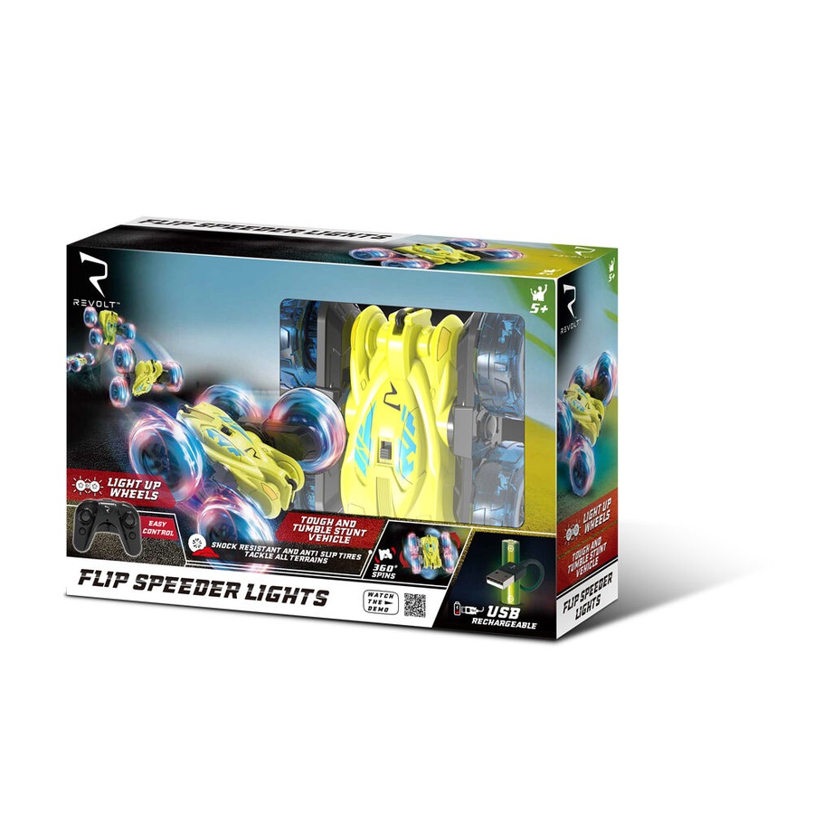 Revolt Flip Speeder Lights Remote Control Flipping Car Kids LED RC Toy 5y+