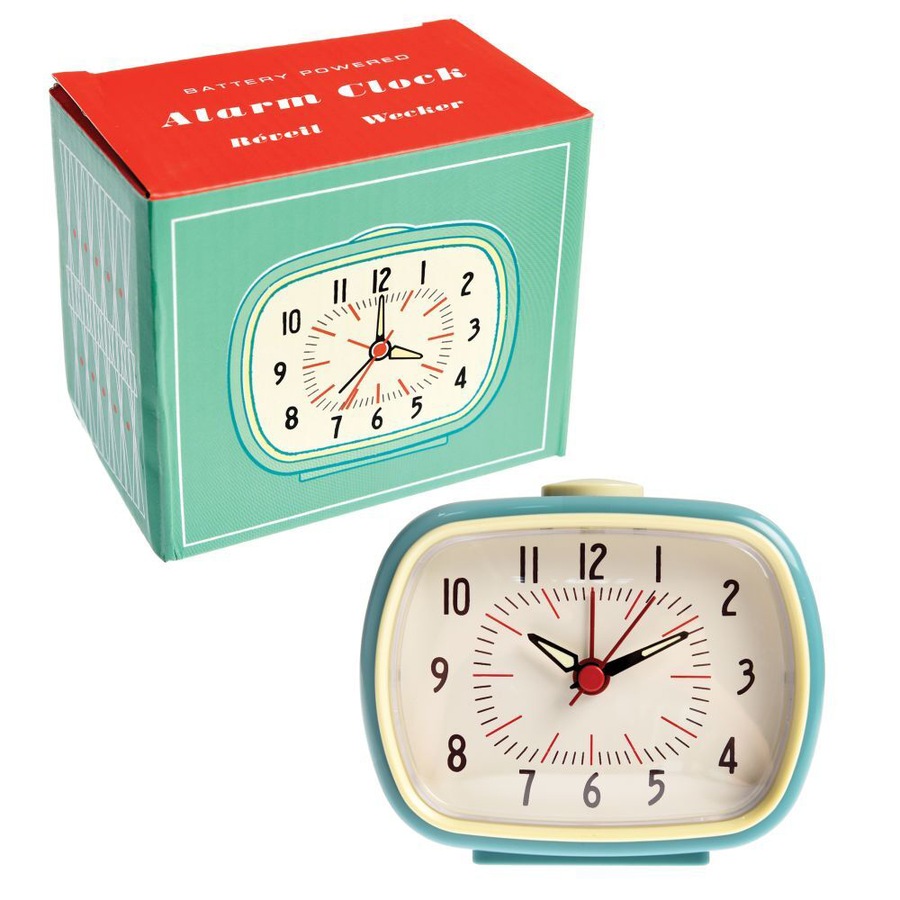 Rex London Retro Style Alarm Clock Indoor Home Tabletop/Bedside Decor Blue